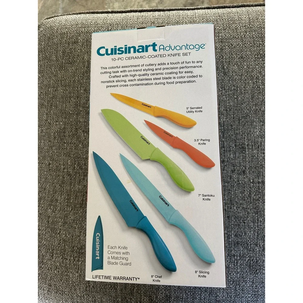 Cuisinart‎ Advantage 10-PC Ceramic-Coated Knife Set Multi Color C55-10PCMS NEW